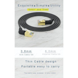 CAT 6A 360 degree swivel ethernet RJ45 slim cable